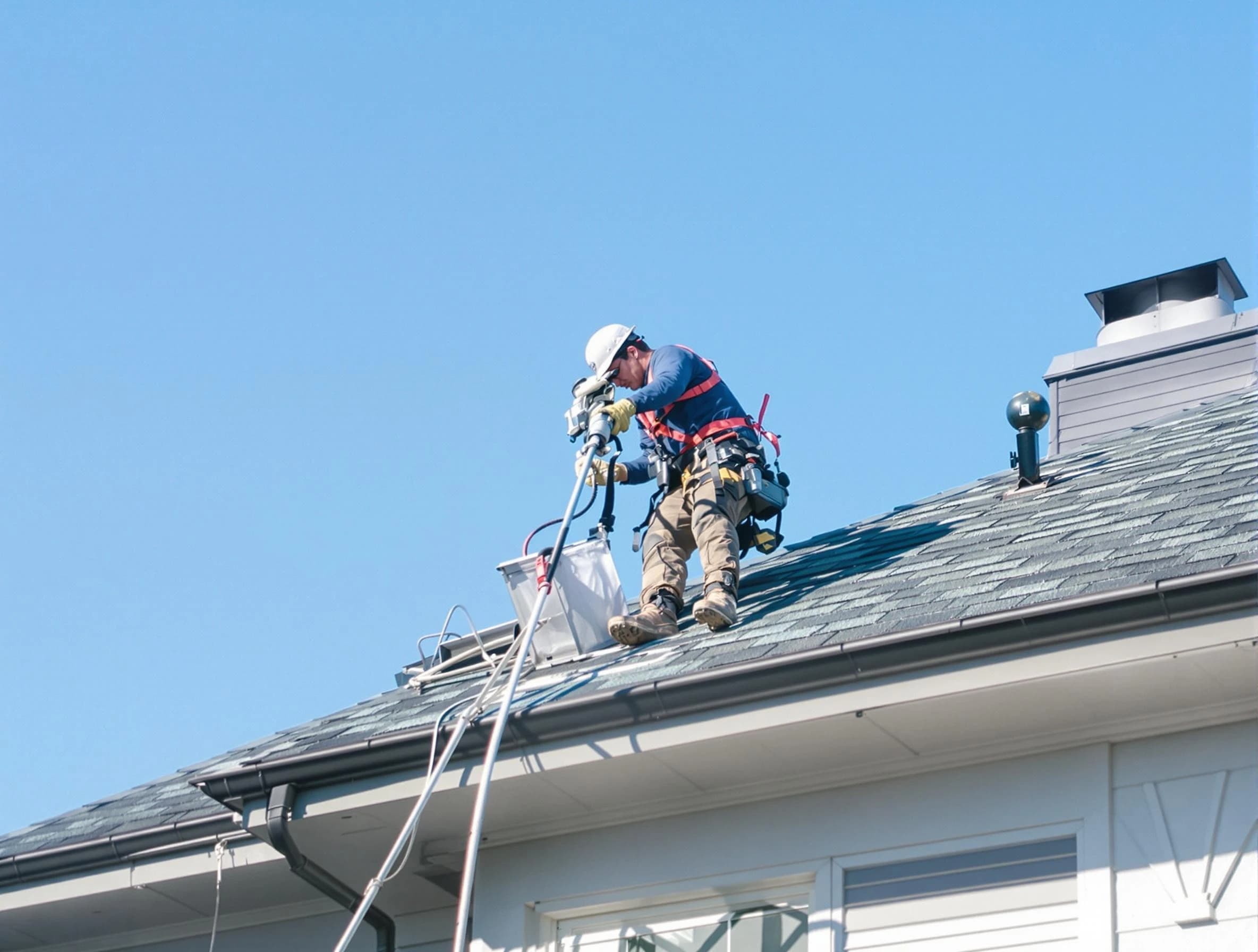 Cottondale Dryer Vent Cleaning certified technician cleaning a roof-mounted dryer vent system in Cottondale