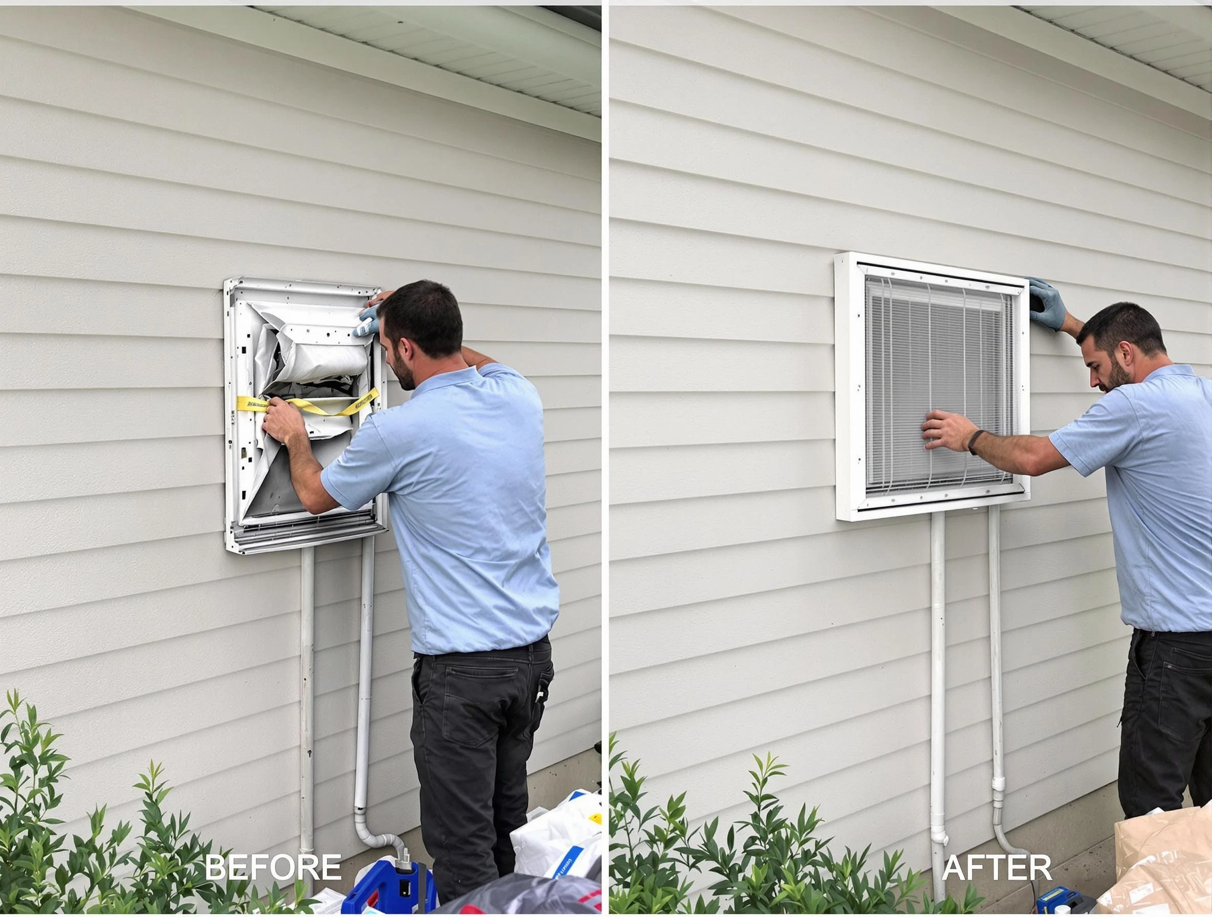Cottondale Dryer Vent Cleaning technician installing high-quality dryer vent cover at a residential property in Cottondale